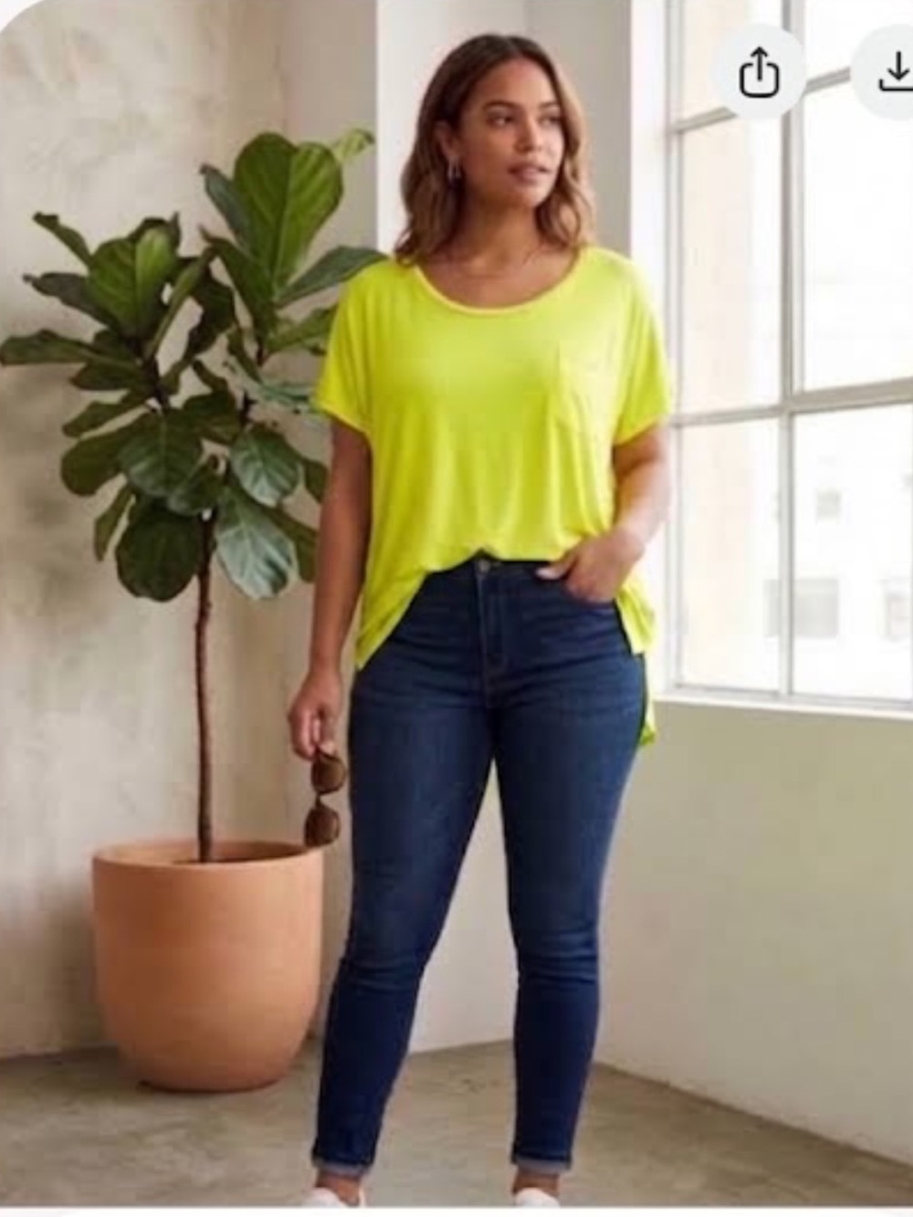 LA made Neon Yellow Short Sleeve Oversized Pocket Tee Sz M